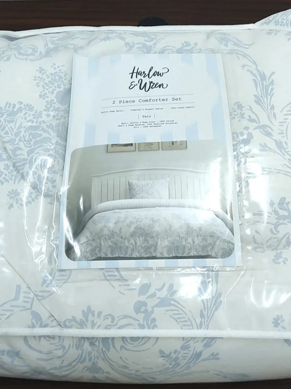 LPN - Harlow & Wren Twin Ruffle Comforter Set - Blue Floral